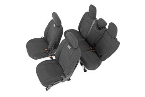 Jeep Wrangler Seat Covers - Front and Rear - Rough Country - Neoprene - '18-'23 Jeep Wrangler Seat Covers - Front and Rear - Rough Country - Neoprene - '18-'23